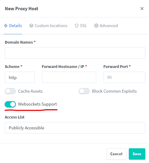 Fix "network problem" In Open Web UI (websockets requirement)